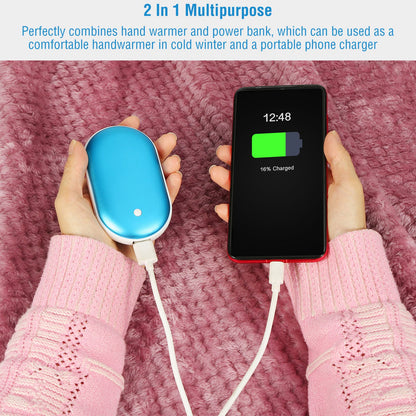 Rechargeable Hand Warmer & 5000mAh Power Bank - Double-Sided Heating