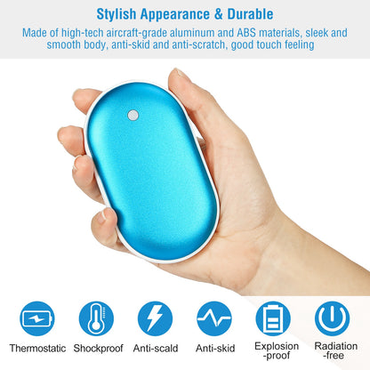 Rechargeable Hand Warmer & 5000mAh Power Bank - Double-Sided Heating