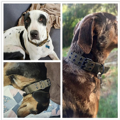 Wide Tactical Heavy Duty Nylon Large Dog Collar K9 Military With Metal Buckle