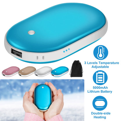 Rechargeable Hand Warmer & 5000mAh Power Bank - Double-Sided Heating
