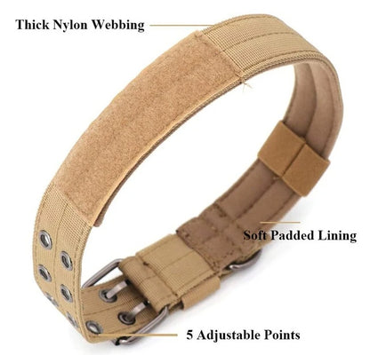 Wide Tactical Heavy Duty Nylon Large Dog Collar K9 Military With Metal Buckle