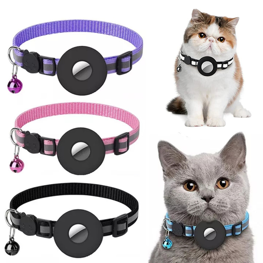 Reflective Pet Collar with AirTag Holder - Waterproof Nylon Dog & Cat Collar