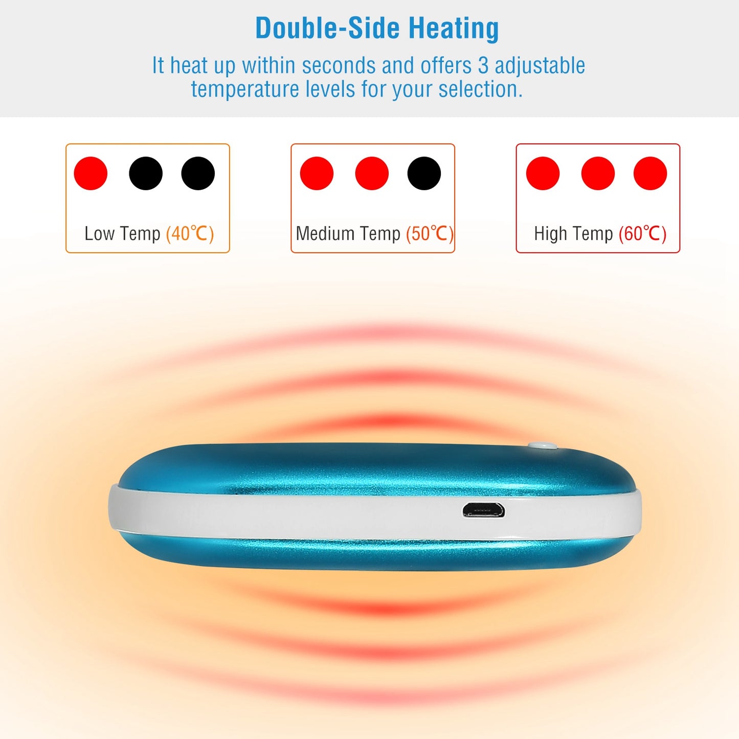 Rechargeable Hand Warmer & 5000mAh Power Bank - Double-Sided Heating
